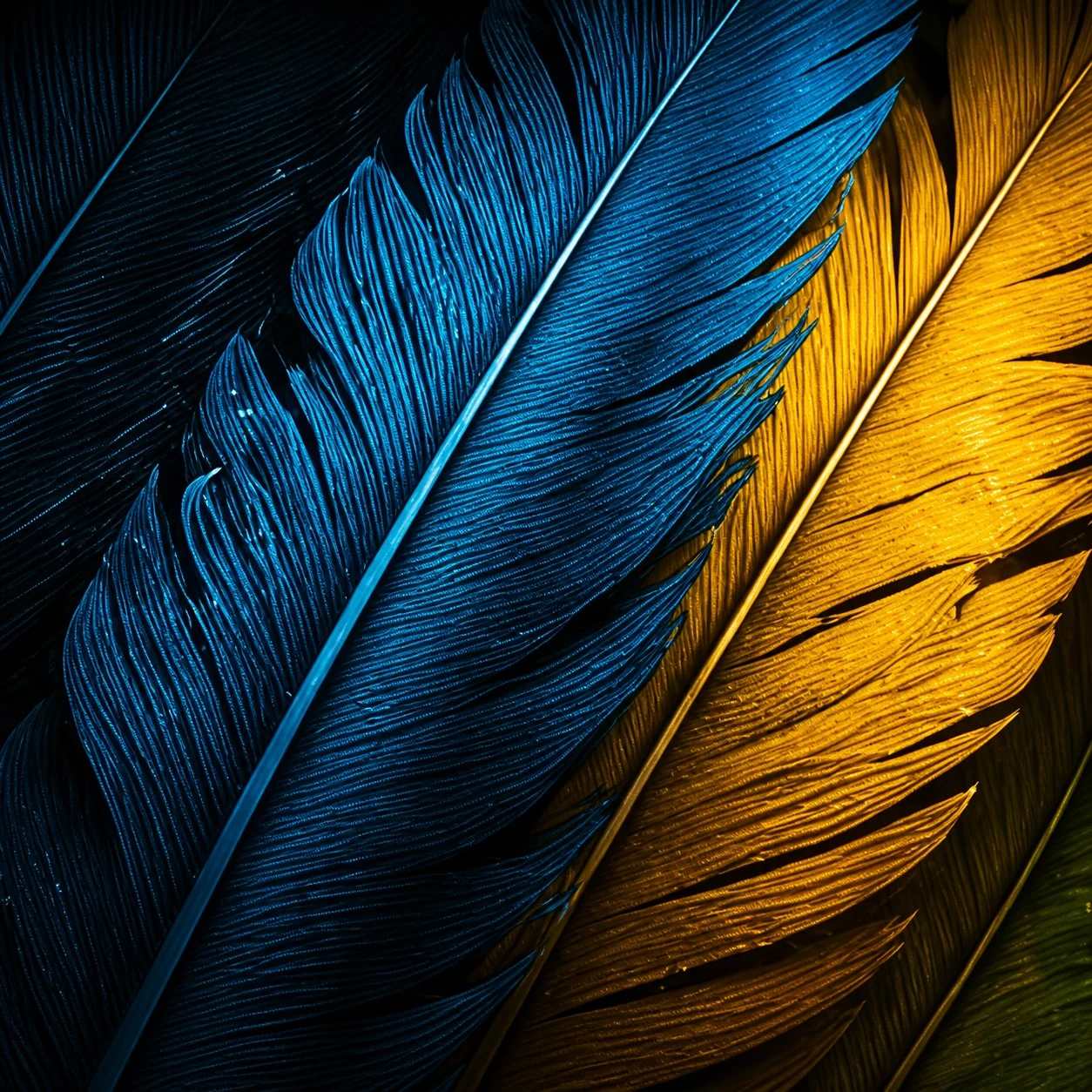 Blue-and-gold feathers