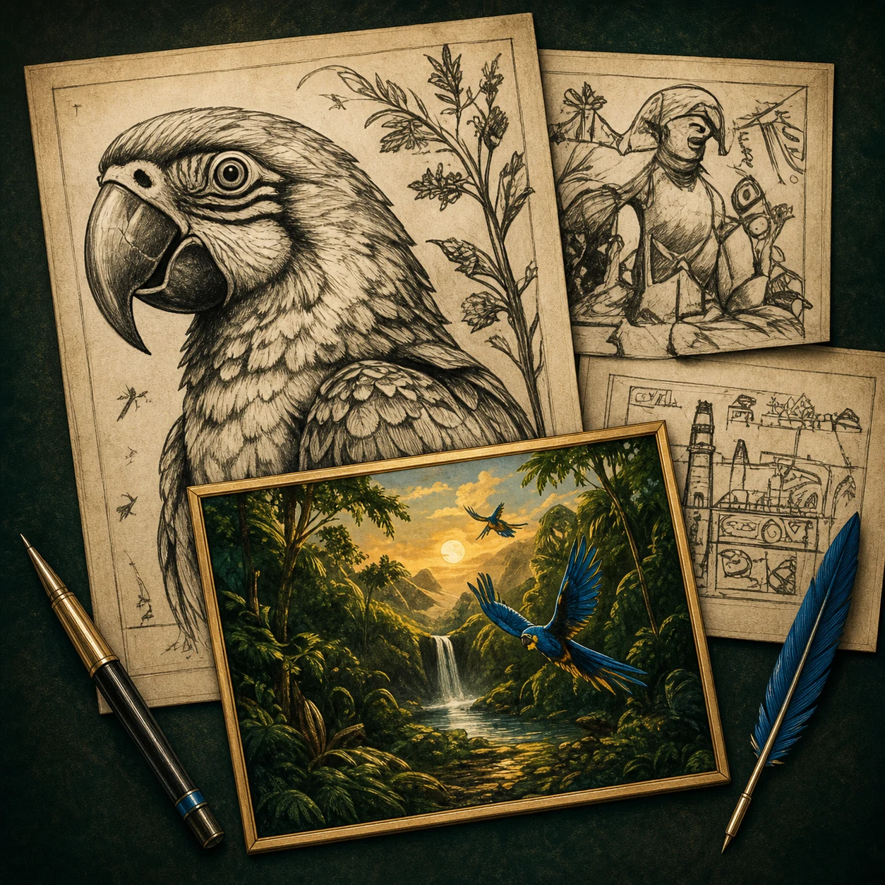 Macaw drawings and illustrations