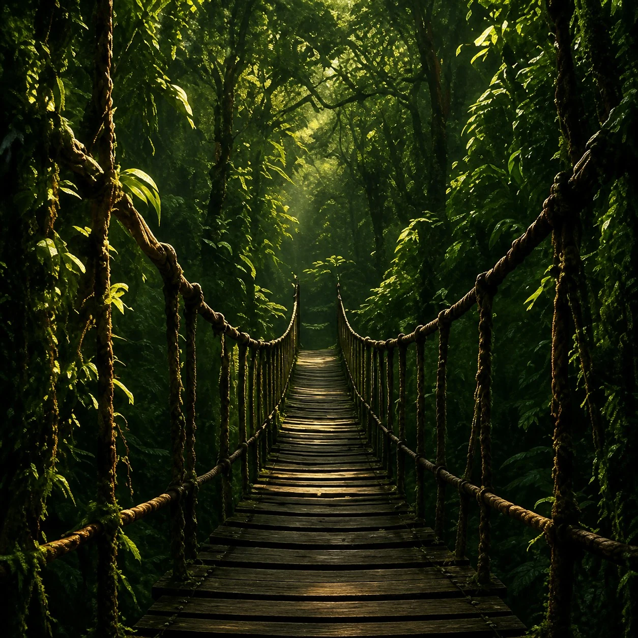 Suspension bridge in the jungle